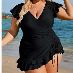 BLOOMING JELLY Ruched Ruffle Swimdress